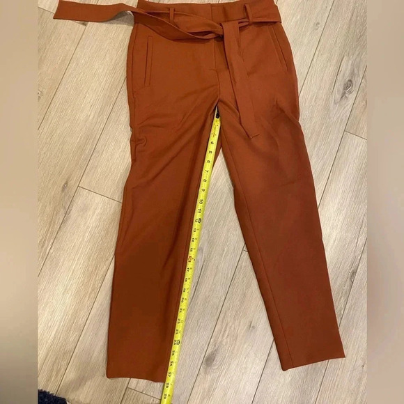 Halogen Tie Waist Twill Ankle High Rise Career Dress Pants Brown Rust Women’s 8 - Picture 9 of 10